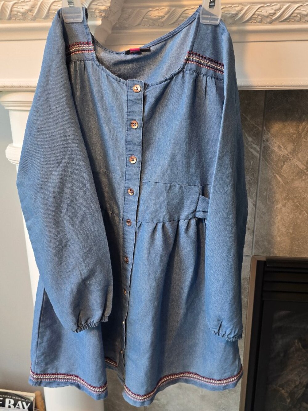 Vince Camuto Girls button front chambray denim dress age 12